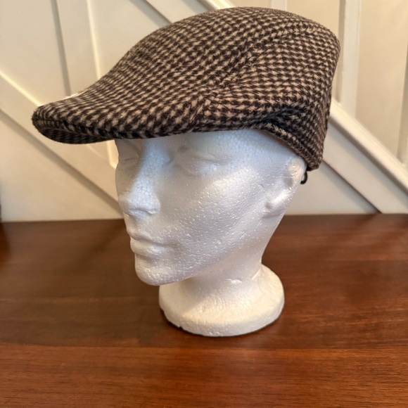 Men’s Brown Ivy Cap Houndstooth Flat Cap Peaky Blinder Cabbie Hat Vintage - Picture 13 of 13